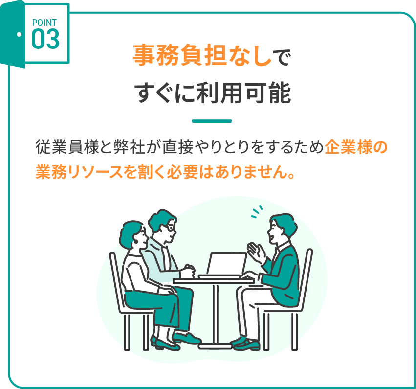 福利厚生不動産の特徴3：事務負担なしですぐに利用可能