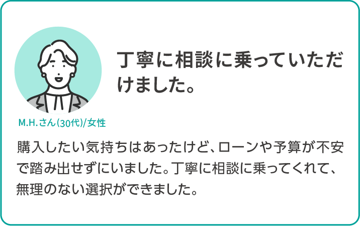 丁寧に相談に乗っていただけました。